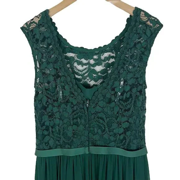 NWT David's Bridal F19328 Bridesmaid Dress in Juniper Green Size 0 - Picture 5 of 8